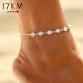 17KM Vintage Fashion Imitation Pearl Crystal Anklets For Women Stainless Steel Shoe Boot Chain Bracelet Foot Jewelry 2017 