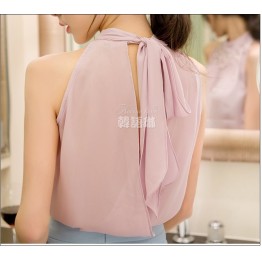 2015 New Women Beading Chiffon Blouse Korean Fashion Sleeveless Women Turtleneck Chiffon Blouse Shirt Women Top S M L XL835I 42