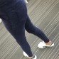 2016 New Women's Slanting Pocket Washed Jeans Leggings Pencil Pants Elastic Denim Leggings Skinny Jeans Jeggings Women Trousers