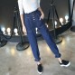 2016 Spring Summer New Plus Size Korean Women Fashion High Waist Denim Ruffles Pants Bottoming Pants Women Jeans