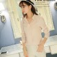 2016 Spring Women Chiffon Shirt Blouse Ladies White Pink Elegant Sexy V-neck Long Sleeve Shirts Female Office Shirt Plus Size32600725274
