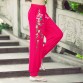 2016 Summer Women Bottoms New Embroidery Loose Elastic Waist Leg Pants Plus Size Cotton Casual Pants W34432799143609