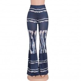 2016 Summer Womens Bell Bottoms Trousers Print Elastic Hight Waist Stretch Feminino Woman Long Beach Flare Pants Pantalones