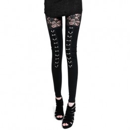 2016 autumn NEW punk gothic rock legging sexy lace splice vestidos femininos american apparel Leggings free shipping