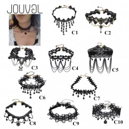 2017 Collares Sexy Gothic Chokers Crystal Black Lace Neck Choker Necklace Vintage Victorian Women Chocker Steampunk Jewelry
