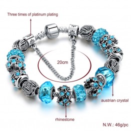 2017 European Crystal Charm  Bracelets For Women With DIY Glass Beads Bracelets & Bangles Pulseras DIY Jewelry SBR160010