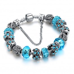 2017 European Crystal Charm  Bracelets For Women With DIY Glass Beads Bracelets & Bangles Pulseras DIY Jewelry SBR160010