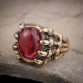 2017 Fashion Rings for Women Male Ring Men Popular Punk Stainless Steel Gold Rings Red Stone Jewelry Skull Ring Claw Finger 