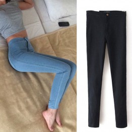 2017 Fashion high waist Women jeans Stretch Skinny jeans Female high quality slim Pencil pants black Denim Ladies pants C0455