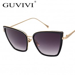 2017 GUVIVI New Fashion Women Sunglasses Cat Mirror Glasses Metal Cat Eye Sunglasses Women Brand Designer Square Style GY-97143