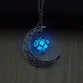2017 Glowing In The Dark Pendant Necklaces Silver Plated Chain Necklaces Hollow Moon & Heart Choker Necklace Collares Jewelry