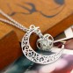 2017 Glowing In The Dark Pendant Necklaces Silver Plated Chain Necklaces Hollow Moon & Heart Choker Necklace Collares Jewelry