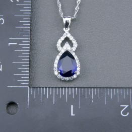 2017 Hot Sale Heart Blue Cubic Zircon White Stones 925 Sterling Silver Jewelry Sets For Women Pendant/Necklace/Earrings/Rings