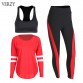 2017 New Arrival 3 Pieces Red Womens Yoga Set Tights Jogging High Elastic Running Leggings Fitness Breathable Sport Suit Outdoor