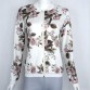 2017 New Bomber Jacket Print Flowers Women White Souvenir Jacket Coat Casual Baseball Jacket Sukajan Zipper chaquetas mujer