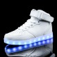 2017 New Couples USB Fluorescent Lamp Shoes Casual High Luminous Shoes for Adults Shoes Women LED Light Flats Shoes Neon Basket