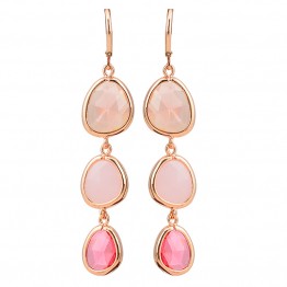 2017 New Fashion Dangle Long Earrings Fashion Jewelry Charms Colorful Crystal Resin Stone Long Drop Pink Earrings For Women Girl