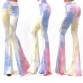 2017 New Fashion Ink Painting Style Women Skinny Flare Trousers Summer Girls Fashion Casual high waist bell bottom Pants