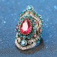 2017 New Turkey Jewelry Pink Big Vintage Wedding Rings For Women Color Gold Mosaic Blue Crystal Fashion Love Gift