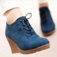 2017 New Wedges Boots Fashion Flock Women&#39;s High-heeled Platform Wedges Ankle Boots Lace Up High Heels Wedges Shoes For Women32263521161