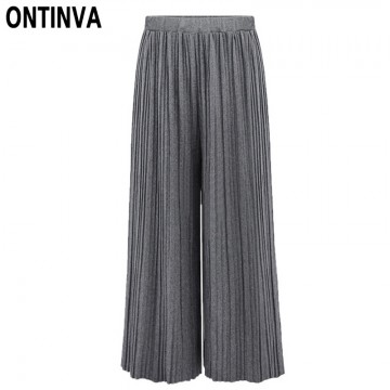 2017 Pleated Wide Leg Pants Women High Waist Pantalon Femme Oversized Bottomes Spring Summer New Arrivals Formal Lady Trousers32798731531