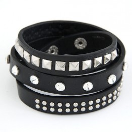 2017 Punk Rock Multilayer PU Leather Bracelets & Bangles for Women Men Jewelry Fashion Wristband Charm Bracelet Pulseras