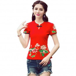 2017 Quality 5XL Women Blouse Shirt Cotton Summer Ladies Vintage Mujer Blusas Camisa Feminina Body Tops Tee Embroidery Clothing