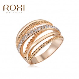 2017 ROXI Brand Ring Rose Gold Color Zirconia Jewelry Finger Rings for Women Wedding Band Classic Rings Body Jewelry