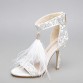 2017 Sexy Plus Size Summer Women High Heel Sandals Genunin Leather Rhinestone Feather Thin High Heel Women Wedding Shoes Pumps35