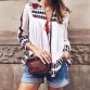 2017 Sexy Women Vintage Retro Ethnic Fashion Chiffon Jacket Women Flower Printed Loose Casual Blouse plus size Women Tops