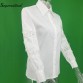 2017 Spring Women Blouses White Puff Sleeve Full Casual Blouse Solid Lace Chiffon Women's Shirt Blusas Loose Plus size XXXL Tops