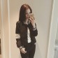 2017 Spring style black and white color block casual baseball shirt short jacket female Covered button women coat cardigan32622751172