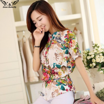 2017 Summer style Kimono blouses top Plus size XS-5XL Chiffon Printed Short sleeve Casual Women shirts blusas tops vintage body32376650646