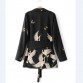 2017 Women Fashion Vintage Retro Loose Jacket Animal Crane Print Kimono Suit jacket Brand sashes Outwear Coat Tops CT002