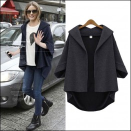 2017 Women Jacket Bat Sleeve Loose Casual Vintage Half Sleeve Jacket Plus Size Hoodie Manteau Femme Irregular Coats
