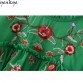 2017 Women Laminated Floral Embroidery Blouse Flare Sleeve Stand Collar White Green Chiffon Blouse Brand Summer Tops Plus Size32806562220