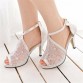 2017 back zipper up peep toe high heels lace upper ankle cross ties women shoes elegant new solid 3 colors platform lady sandals