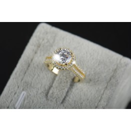 2017 new fasion jewelry real 925 sterling silver ring Gold Color Classic engagement wedding rings AAAAA Cubic zircon for women