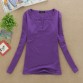 2017 solid 14 colors V-Neck  Blouses Sexy Slim Knitted Long Sleeve Chemise Femme Korean Tops for Women clothing Shirt Top Blouse32550995752