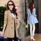 2017 spring jacket women solid color windbreaker large size long double - breasted coat female Outwear For Women High Quality