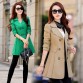 2017 spring jacket women solid color windbreaker large size long double - breasted coat female Outwear For Women High Quality