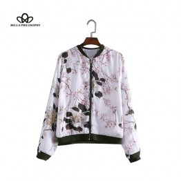 2017 spring summer new ink pink black floral print women short zipper bomber jacket coat outwear