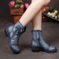2017 women Vintage Style genuine leather large yard winter mid heeled warm plush Soft Cowhide shoe Women's Shoes chaussure femme
