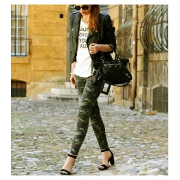 2019 Youaxon Women`s S-XXXXXL Plus Size Chic Camo Army Green Skinny Jeans For Women Femme Camouflage Cropped Pencil Pants