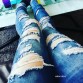 2045 New 2017 Hot Fashion Ladies Cotton Denim Pants Stretch Womens Bleach Ripped Skinny Jeans Denim Jeans For Female