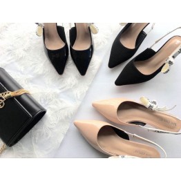 2107 Fashion New Spring Hot Selling Letter Strap Butterfly-knot Women High Heel Nude Shoes Slip On Lady Party Even Pumps Elegant