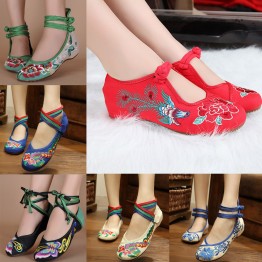 29 Style New Old Peking Women's Shoes Chinese Flat Heel With Flower Embroidery Comfortable Soft Canvas Shoes Plus size 41