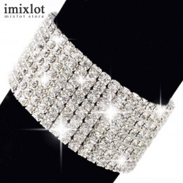5/8 Rows Vintage Luxury Exquisite Rhinestone Shining Silver Elastic Bracelet Woman Jewelry 2017 New Fashion Crystal Bracelets