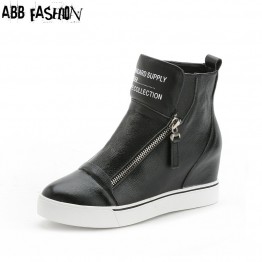 ABB Fashion Spring Zapatos Mujer Height Increasing 5cm Women's Casual Shoes High Top Wedges Platform Shoes Women Ankle Boots