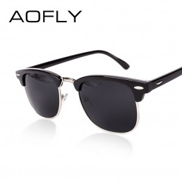 AOFLY CLASSIC Half Metal Sunglasses Men Women Brand Designer Glasses G15 Coating Mirror Sun Glasses Fashion Oculos De Sol PS1580